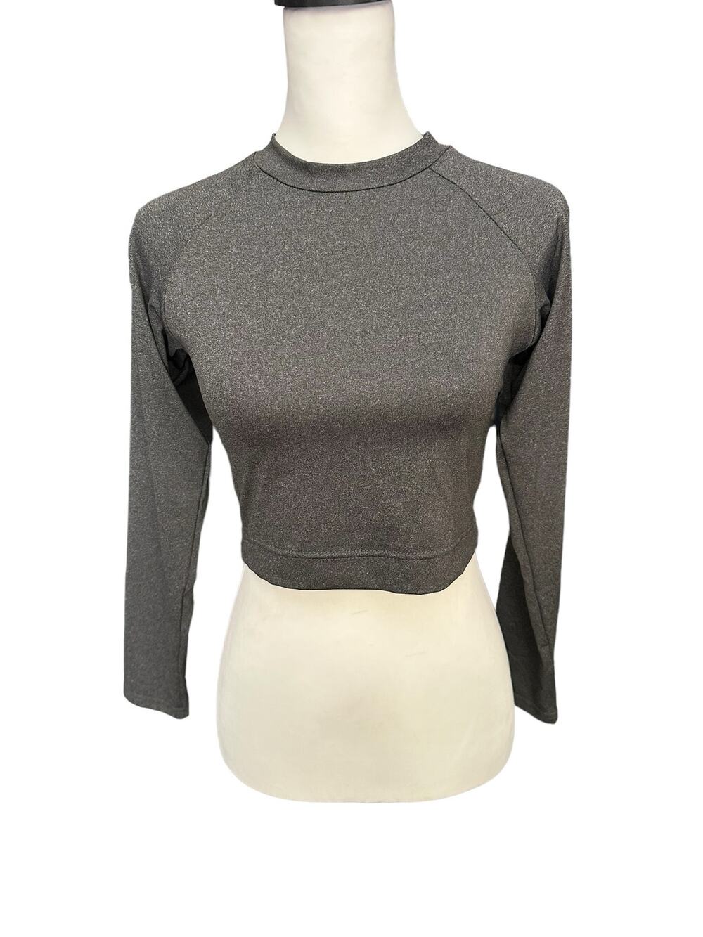 Jed North Long Sleeve Crop Top Medium Dark Gray